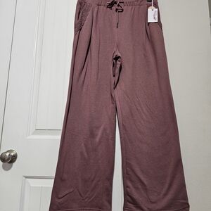 Wide-Leg Drawstring Pants in Dusty Mauve